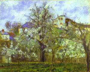 Camille Pissarro - Vegetable Garden and Trees in Blossom, Spring, Pontoise - (buy famous paintings)