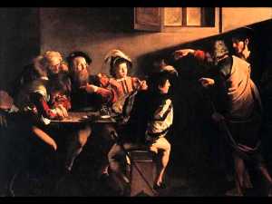 Caravaggio (Michelangelo Merisi) - The Calling Of Saint Matthew - (own a famous paintings reproduction)