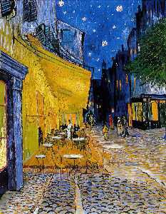 Vincent Van Gogh - The Cafe Terrace on the Place du Forum (Cafe Terrace at night) - (own a famous paintings reproduction)