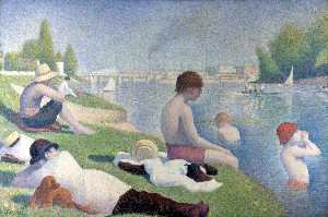 Georges Pierre Seurat - Bañistas en Asnieres, 1889 - (own a famous paintings reproduction)
