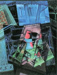 Juan Gris - Still Life before an Open Window aka Place Ravignan - (buy paintings reproductions)