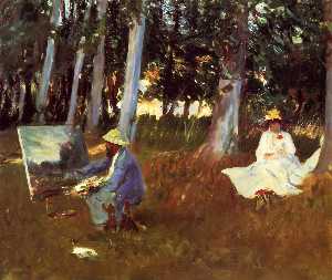 John Singer Sargent - Claude Monet Painting by the Edge of a Wood - (buy paintings reproductions)