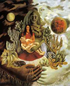 Frida Kahlo - The Love Embrace of the Universe, The earth (Mexico), Myself, Diego and Señor Xó - (buy paintings reproductions)