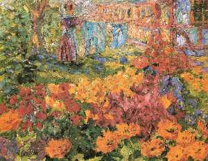 Emile Nolde - Flower Garden (Girl and Washing)