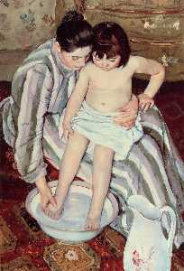 Mary Stevenson Cassatt - The Child's Bath - (own a famous paintings reproduction)