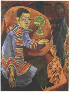 Ernst Ludwig Kirchner - The Drinker (self-portrait) - (buy paintings reproductions)