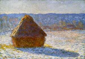 Claude Monet - Grainstack in the Morning, Snow Effect - (own a famous paintings reproduction)