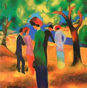 August Macke - Woman in a Green Jacket - (buy famous paintings)