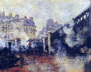 Claude Monet - The Pont de l'Europe, Gare Saint-Lazare - (own a famous paintings reproduction)
