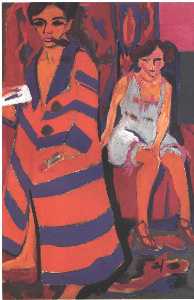 Ernst Ludwig Kirchner - Self-Portrait with a Model - (buy paintings reproductions)