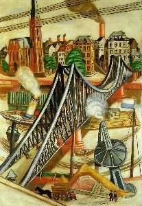 Max Beckmann - The Iron Bridge (View of Frankfurt) - (own a famous paintings reproduction)