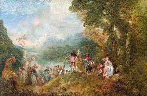 Jean Antoine Watteau - The Embarkation for Cythera - (buy oil painting reproductions)