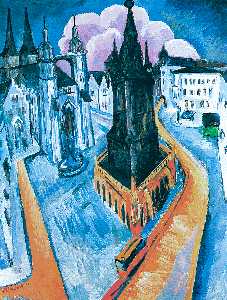Ernst Ludwig Kirchner - The Red Tower at Halle - (own a famous paintings reproduction)