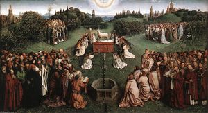 Jan Van Eyck - The Ghent Altarpiece: Adoration of the Lamb - (buy famous paintings)